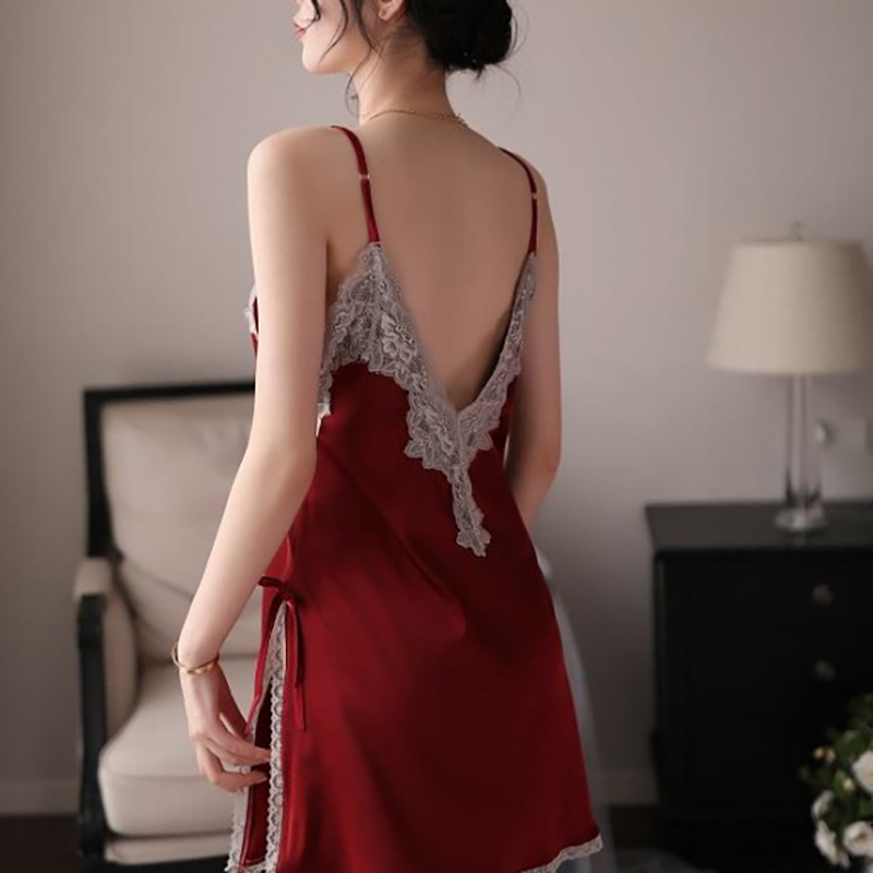 Women Chemise Lingerie Sexy Full Slips Babydoll Burgundy Women Chemise Lingerie Sexy Full Slips Babydoll Burgundy