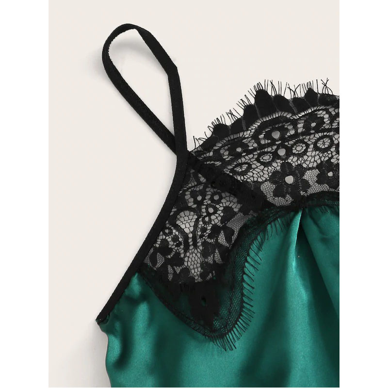 Lace Trim V Neck Cami and Shorts Lingerie Set