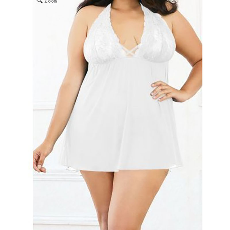 Lace Babydoll Sleepwear Boudoir Outfits Plus Size White