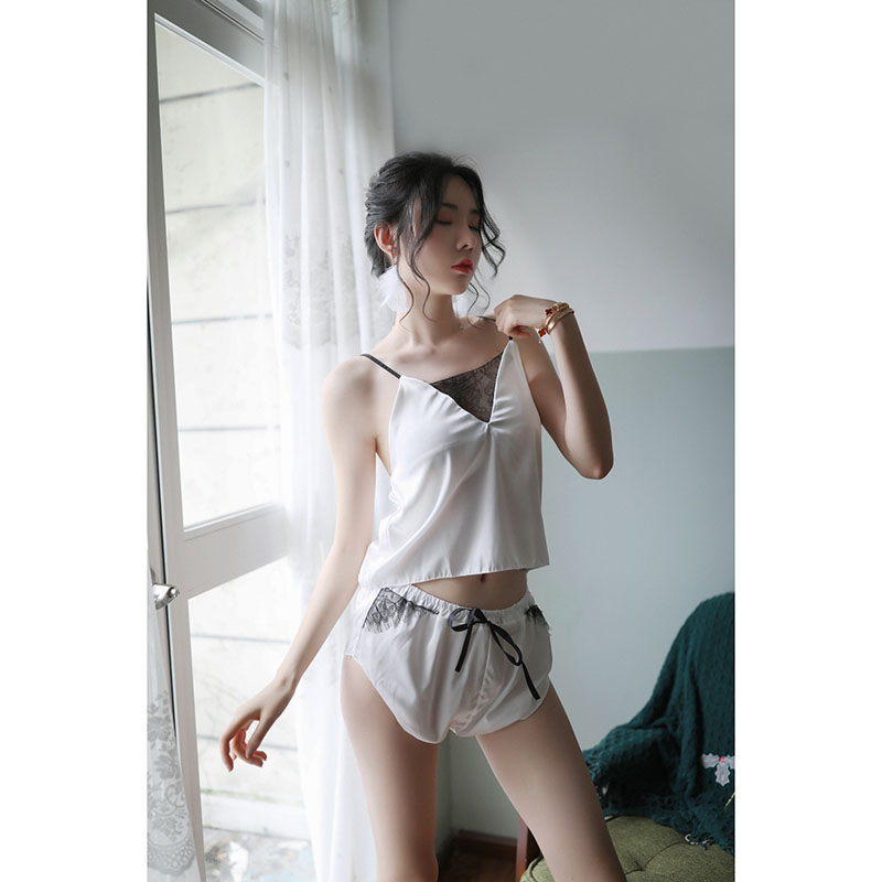 Sexy Lace Set Nightwear Camisole Short Set White