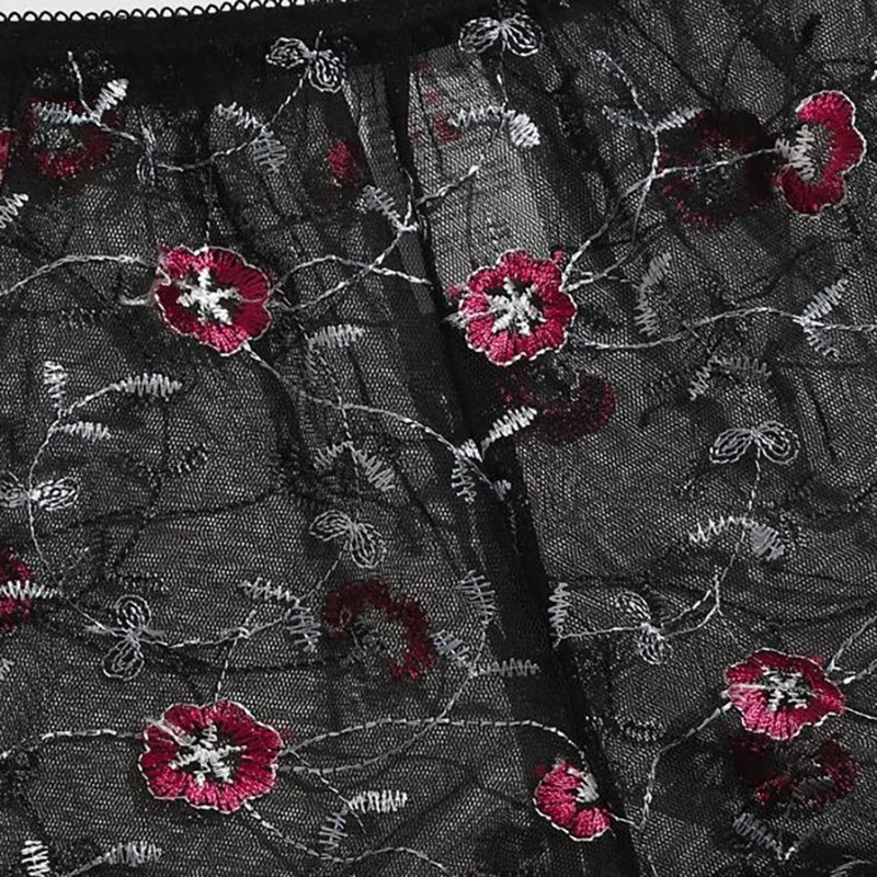 Sheer Mesh Floral Printed Sexy Lingerie Set White