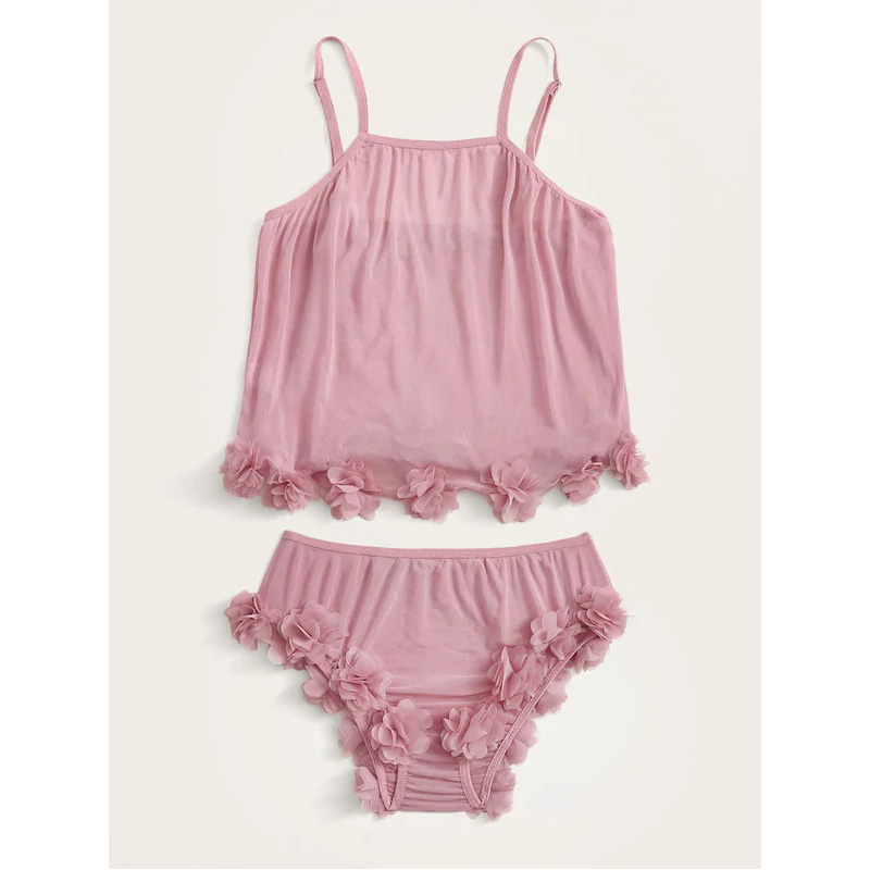 Sexy Lingerie Floral Pajamas Cami Panty Set Nightwear