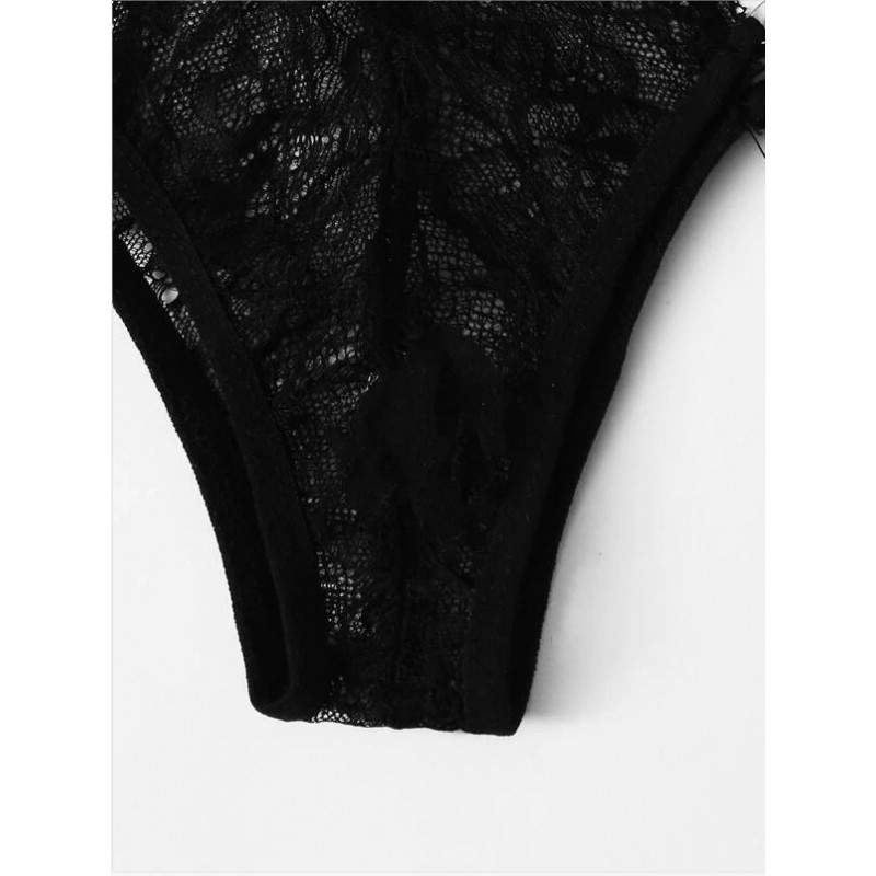 Women's 3 Piece Lace Trim Bralette with Short and Panty Set