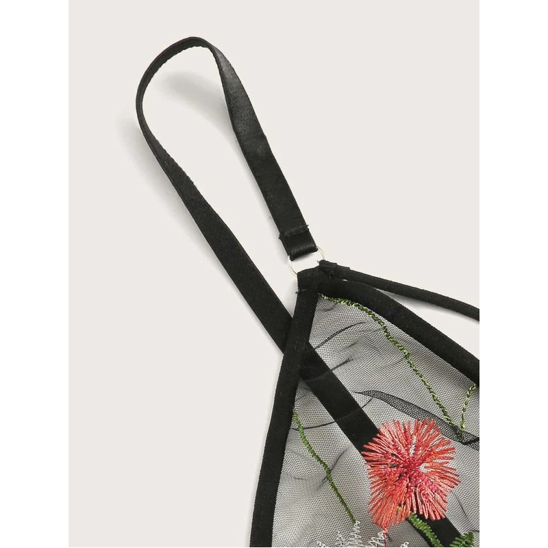 Floral Embroidered Mesh Underwire Bra and Panty Sexy Lingerie Set Floral Embroidered Mesh Underwire Bra and Panty Sexy Lingerie Set