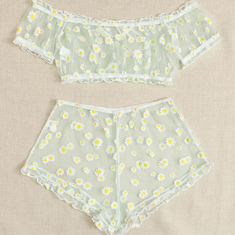 Womens Sexy Two Piece Bra and Short Lingerie Set Green Womens Sexy Two Piece Bra and Short Lingerie Set Green