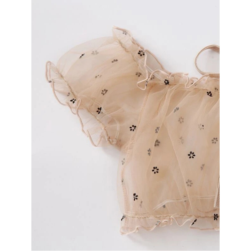 Tie Ruffle Trim Dobby Mesh Sexy Bra and Panty Pink Tie Ruffle Trim Dobby Mesh Sexy Bra and Panty Pink