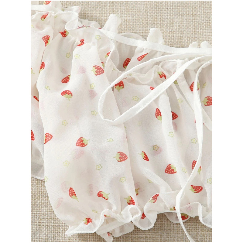 Cute Mesh Ruffle Trim Dobby Mesh Lingerie Set Cute Mesh Ruffle Trim Dobby Mesh Lingerie Set