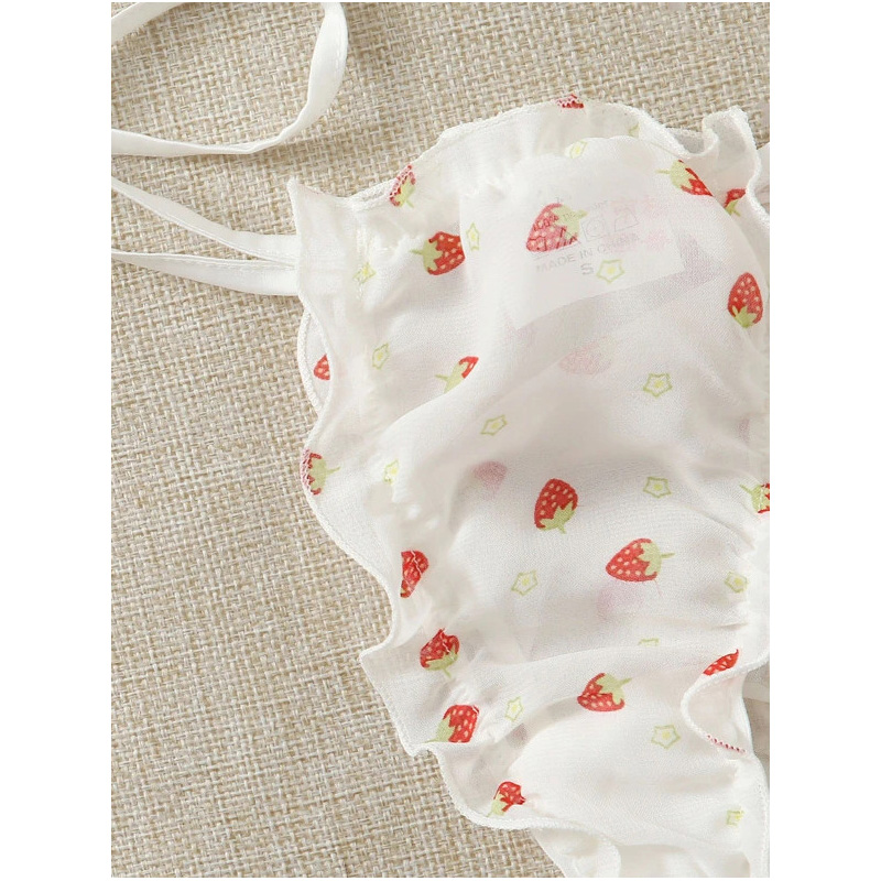 Cute Mesh Ruffle Trim Dobby Mesh Lingerie Set Cute Mesh Ruffle Trim Dobby Mesh Lingerie Set