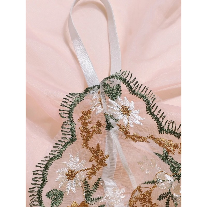 Floral Lace Mesh Bra and Panty Lingerie Set with Skirt Floral Lace Mesh Bra and Panty Lingerie Set with Skirt