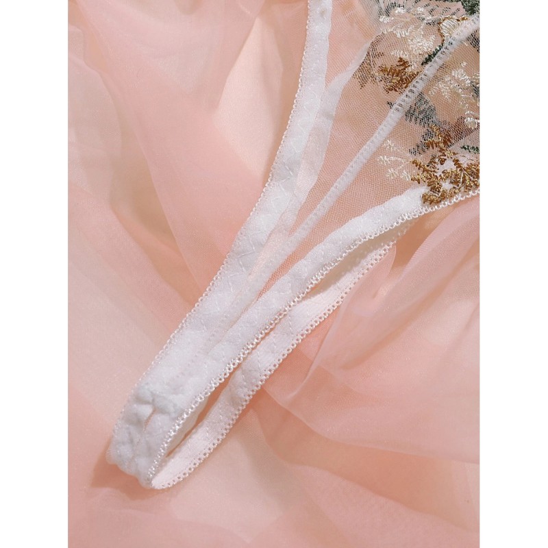 Floral Lace Mesh Bra and Panty Lingerie Set with Skirt Floral Lace Mesh Bra and Panty Lingerie Set with Skirt