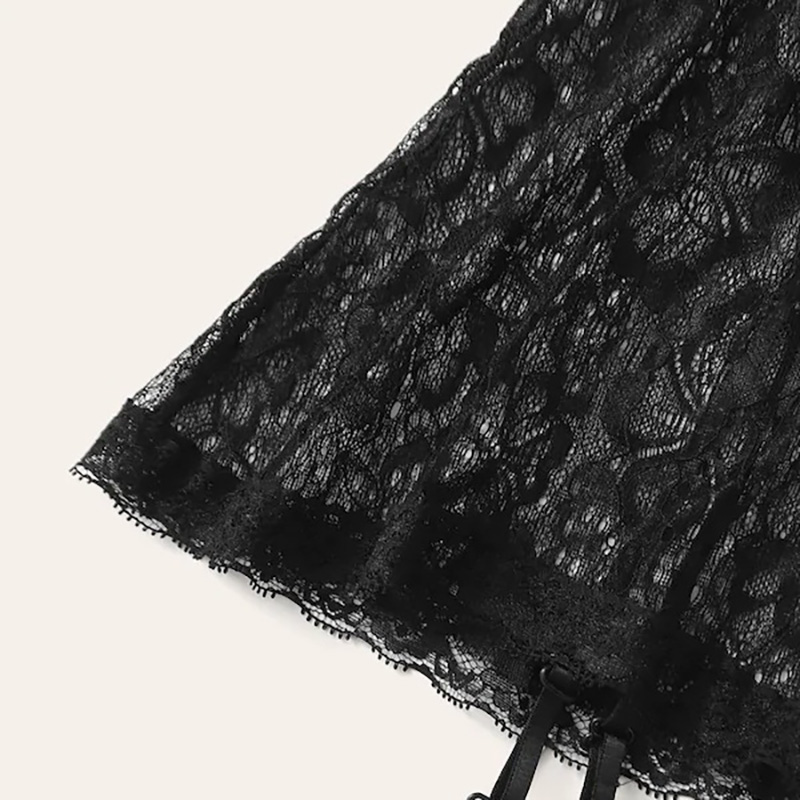 Halter Neck Lace Edge Lingerie with Galter Belt Halter Neck Lace Edge Lingerie with Galter Belt