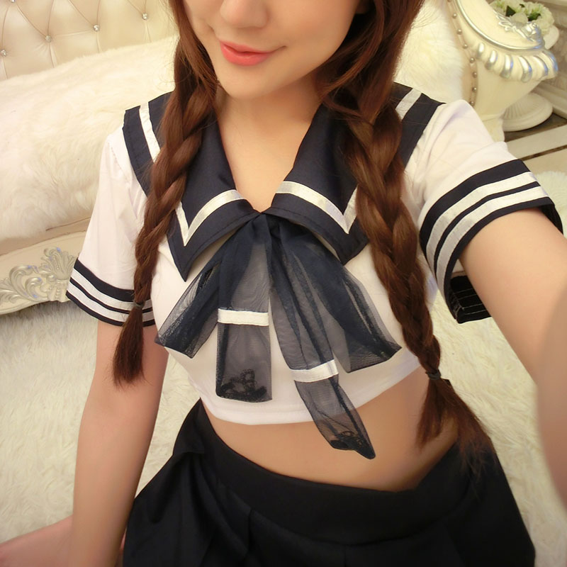 Costume Schoolgirls Outfit Crop Tops with Lingerie Set Costume Schoolgirls Outfit Crop Tops with Lingerie Set