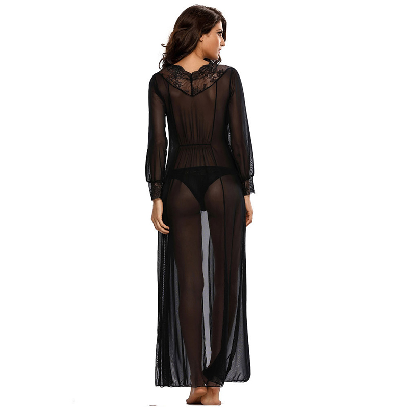 Sheer Mesh Kimono Robe Sexy Lingerie Long Nightgown Sheer Mesh Kimono Robe Sexy Lingerie Long Nightgown