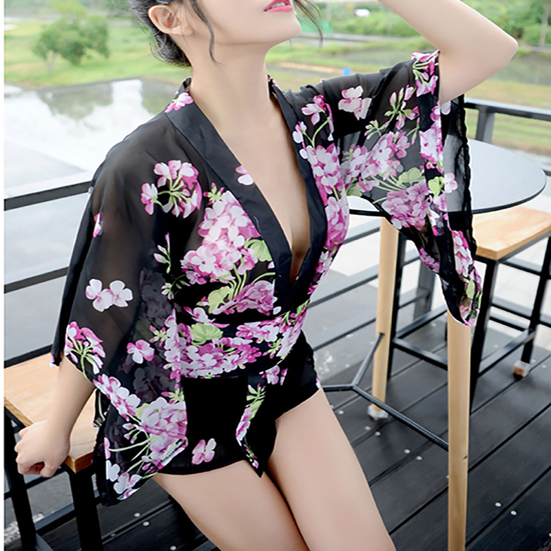 Floral Kimono Robes Sheer Sleepwear Lingerie Floral Kimono Robes Sheer Sleepwear Lingerie