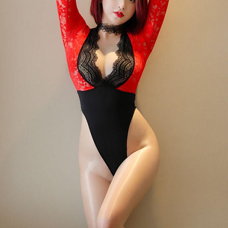 Sexy Halter Neck V-neck Lace Edge Lingerie Red Sexy Halter Neck V-neck Lace Edge Lingerie Red