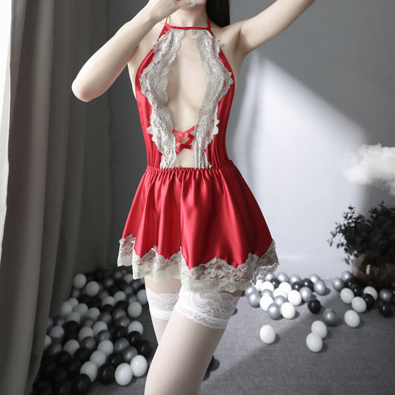 Halter Neck Lace Edge Sexy Women Lingerie Red Halter Neck Lace Edge Sexy Women Lingerie Red