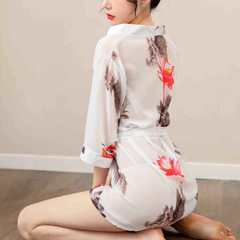 Women See Through Nightdress Pajamas Sets Lingerie Bathrobe Women See Through Nightdress Pajamas Sets Lingerie Bathrobe