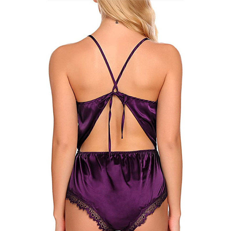 Halter V-neck Sexy Lace Edge Lingerie Purple Halter V-neck Sexy Lace Edge Lingerie Purple